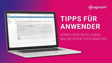 Screenshot von agorum core mit KI-Chat für Dokumentenmanagement-Tipps. So digitalisieren Sie Geschäftsprozesse.