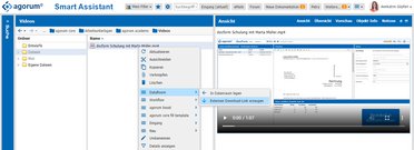 Dashboard des Dokumentenmanagement-Systems zeigt die Funktion zur Erstellung eines externen Download-Links für Dokumente.
